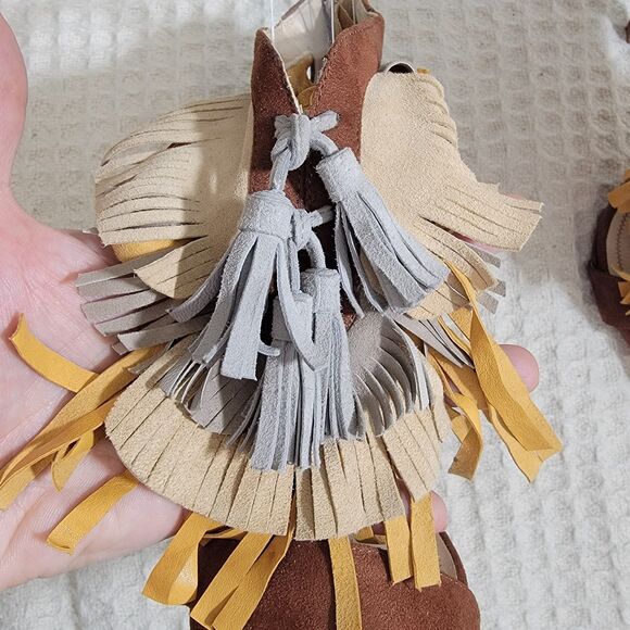 Zara Fringe Tassel Brown Multicolor Suede Stiletto Heel Sandals Size EU 38 7.5 - Picture 5 of 16